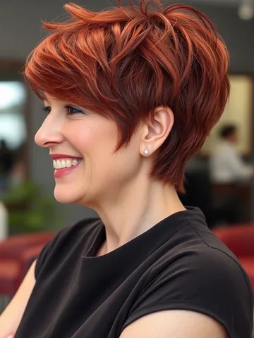 50 pixie hair colour ideas for women over 50 fiery red pixie