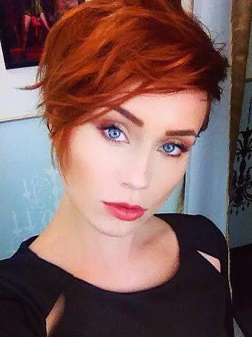 red long bang pixie short red hair super short hair short ha