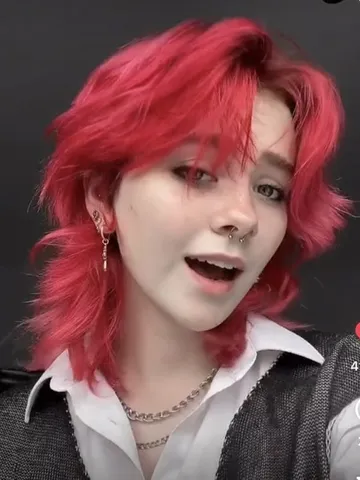 red wolf cut hair short grunge hair hair inspiration short g