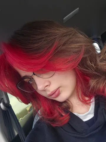 dyed wolf cut with red tips in 2025 red hair tips dyed red h