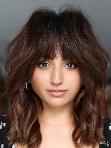 50 shag haircuts with bangs warm brunette shag