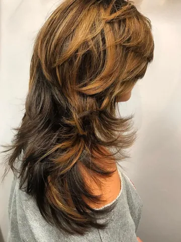 two tone long feathered shag modern shag haircut long hair c