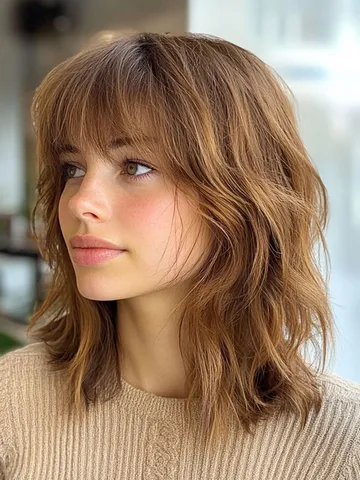 50 Wavy Lob Haircuts for Effortless Glamour : Textured Shaggy Lob with ...