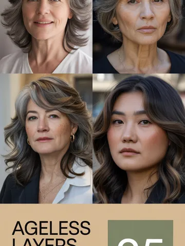 25 layered hairstyles for older women 2025 that add volume y