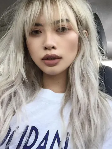 fringed bangs white hair
