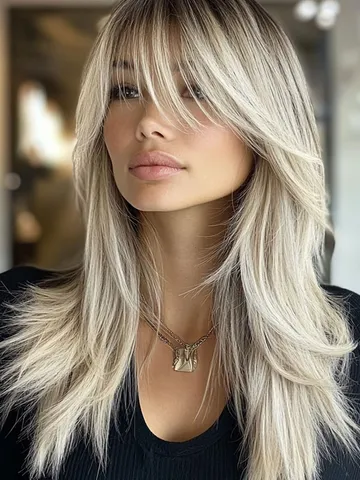 35 Trendy Long Straight Haircuts To Try Now : Icy Blonde Layers with ...