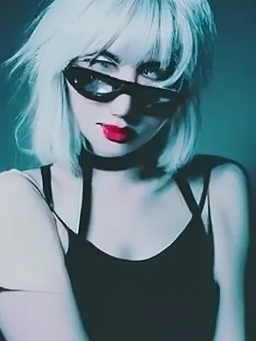 Alternative girl with white bangs in cybergoth fashion on Craiyon