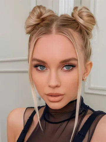 simple and cute hairstyles new ideas 2025 double space buns