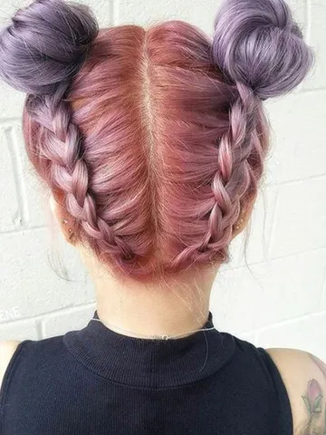 this hairstyle is so beautiful i love those buns dyed hair h