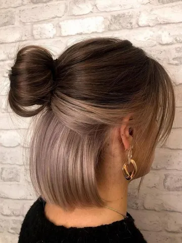 chic half up bun hairstyle for short hair inspiration sa ren
