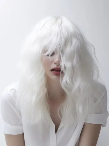 layered and textured a woman with long white hair premium ai